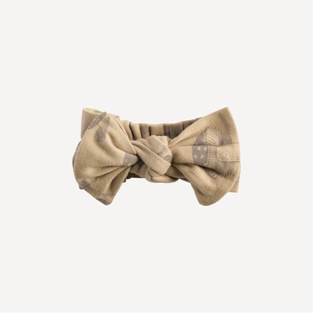 Kate Quinn large bow elastic headband, mocha toadstool, organic cotton, NWT